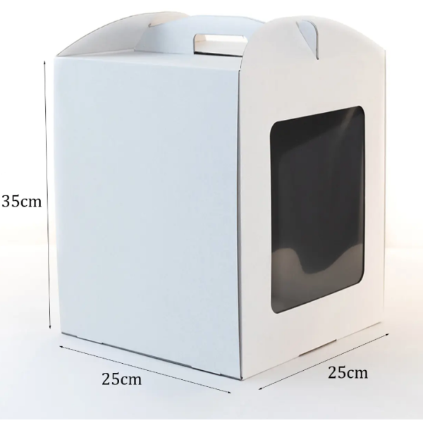 Caixa para Bolo com janela 25x25x35cm Branca - 10 und