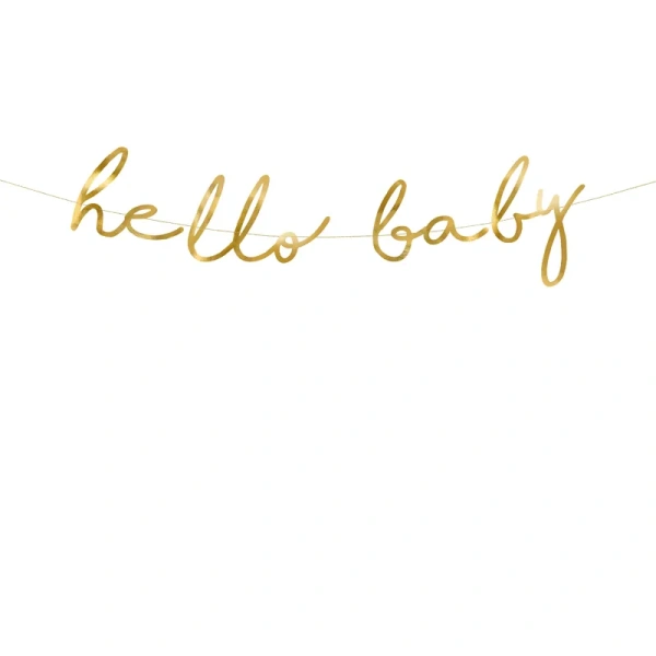 Banner Hello Baby Dourado
