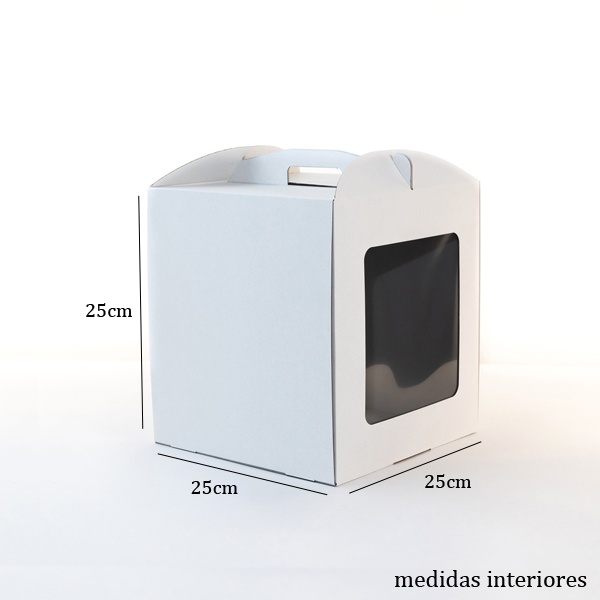 Caixa para Bolo 25x25x25cm Branca com janela - 10 und