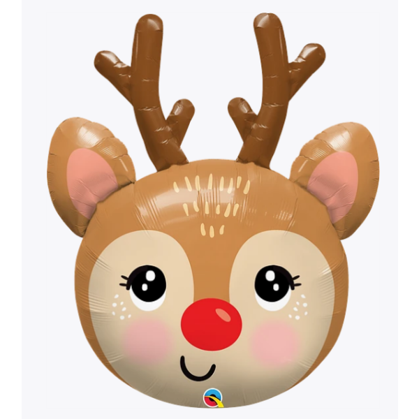 Balão Foil Qualatex 35'' - Rena de Nariz Vermelho